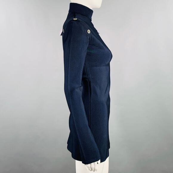 SALVATORE FERRAGAMO Size XS Navy Viscose Blend Asymmetrical Mini Dress - Picture 3 of 9